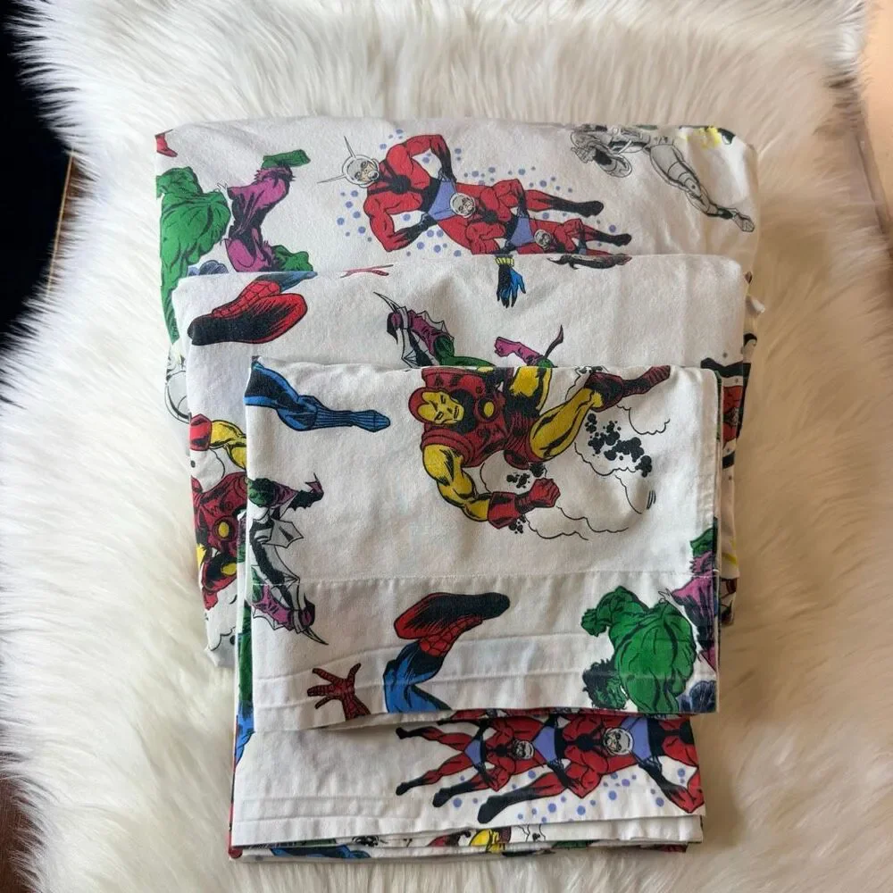 Pottery Barn Kids Marvel Comics Avengers Full Sheet Set-Flat Fitted 2 Pillowcase